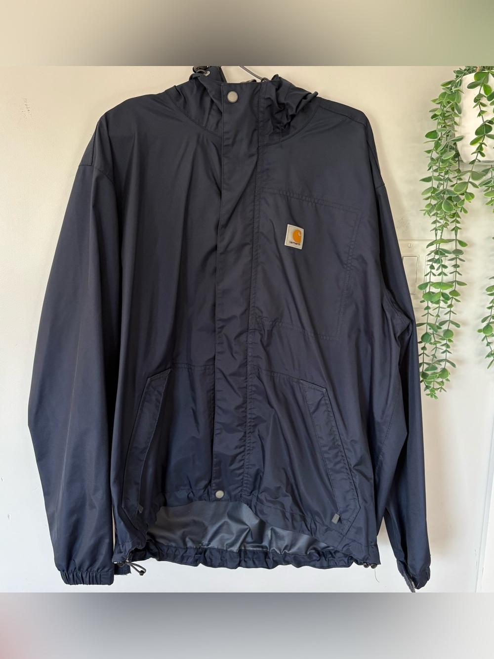 Carhartt Storm Defender Waterproof Hooded Rain Jacket Navy Blue Size L